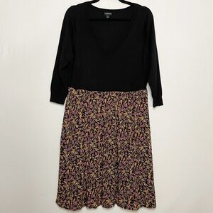 Torrid 1X Mini Sweater Knit & Challis Woven Dress Boho Floral Print